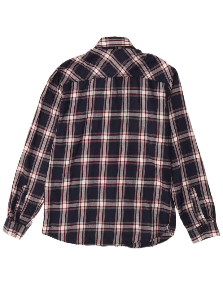 Camisa masculina de flanela Jack & Jones de algodão xadrez azul marinho médio