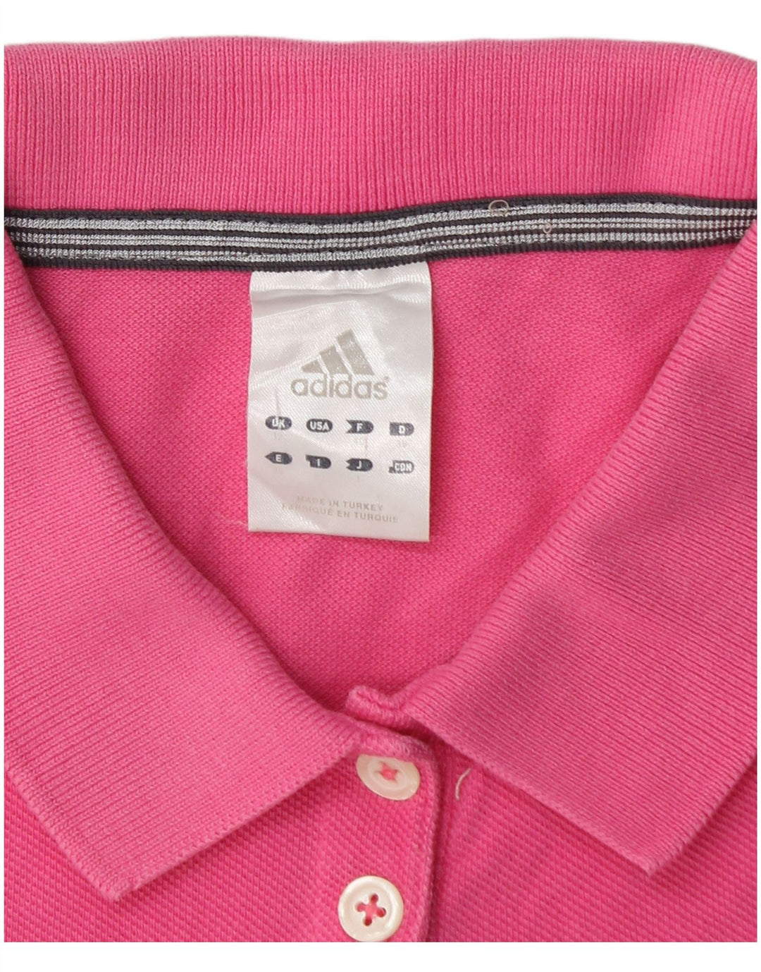 Camisa polo feminina Adidas UK 12 algodão rosa médio