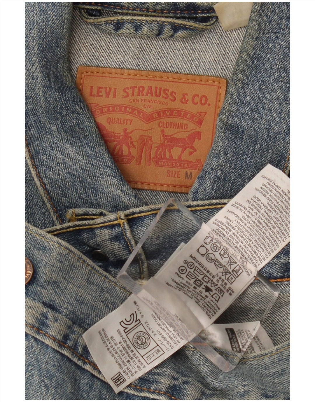 Jaqueta jeans masculina LEVI'S UK 38 algodão azul médio