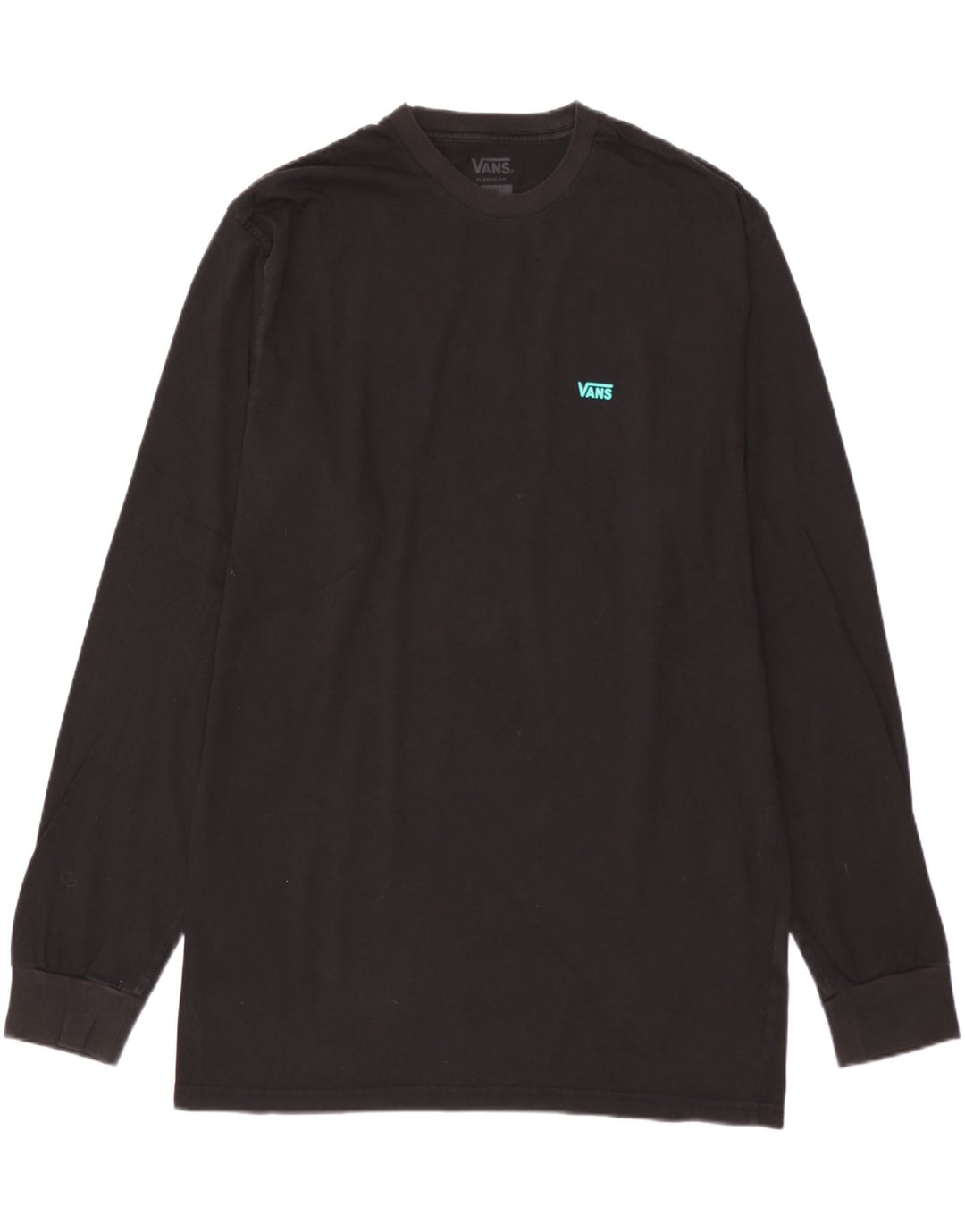 VANS Mens Classic Fit Top Manga Longa Grande Algodão Preto