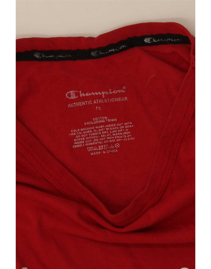 Campeão Mens Graphic T-Shirt Top Médio Algodão Vermelho