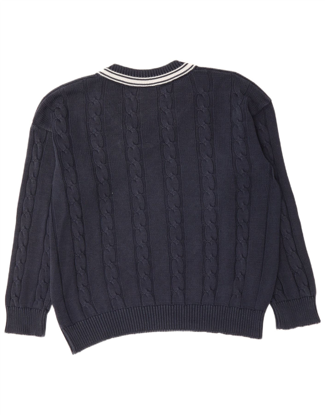 Suéter masculino LACOSTE com decote em V tamanho 6 XL azul marinho algodão