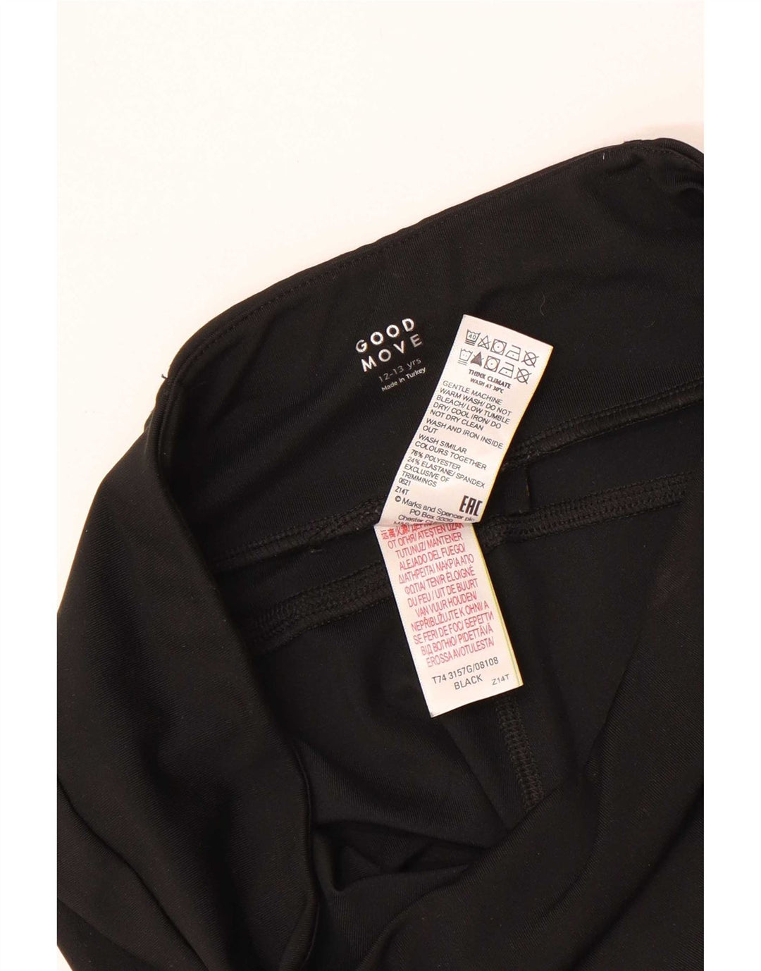 Leggings para meninas Marks & Spencer 12-13 anos poliéster preto