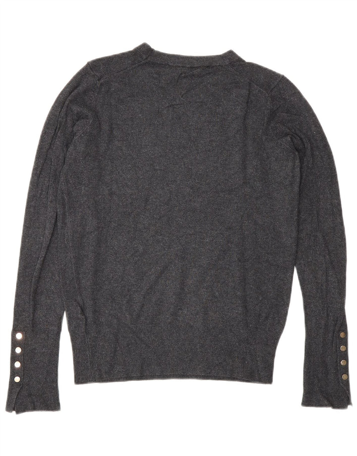 Suéter Zara feminino com gola redonda, Reino Unido 10, pequeno, cinza, viscose