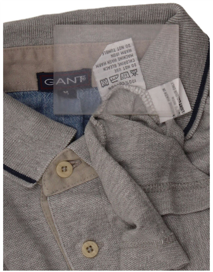 Camisa polo masculina Gant algodão listrado cinza médio