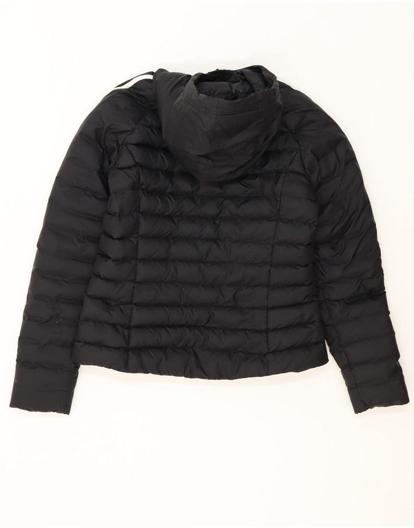 Jaqueta acolchoada com capuz feminino Adidas UK 14 poliéster preto médio