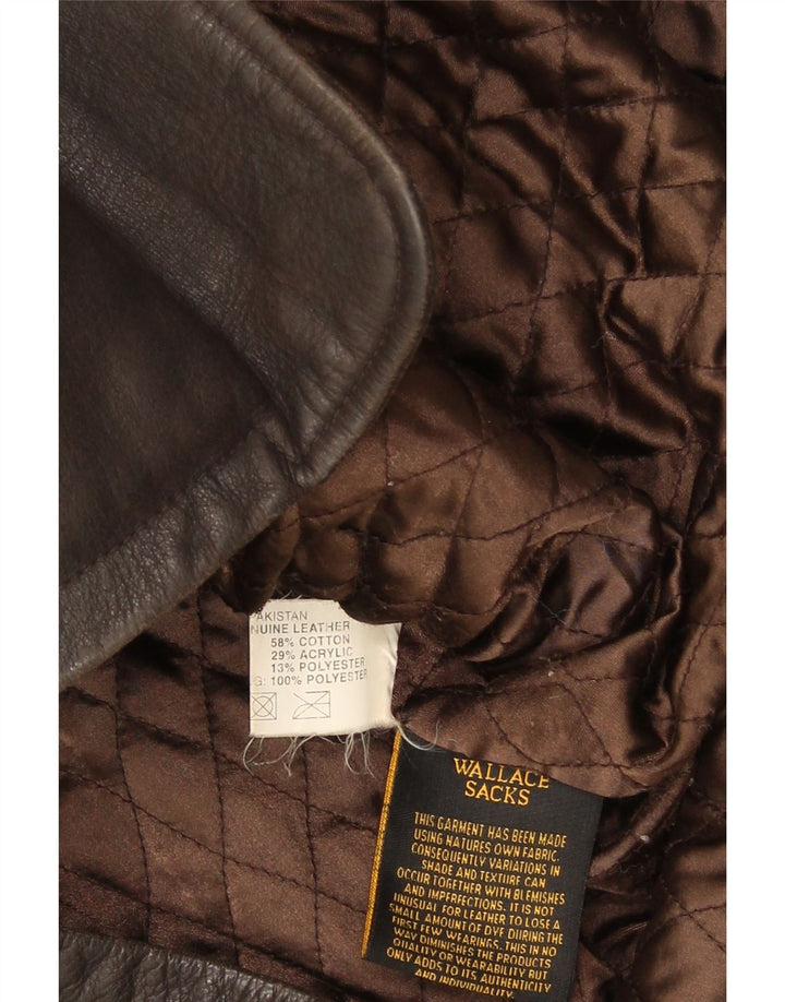 Jaqueta de couro masculina Wallace Sacks Reino Unido 40 grande couro marrom