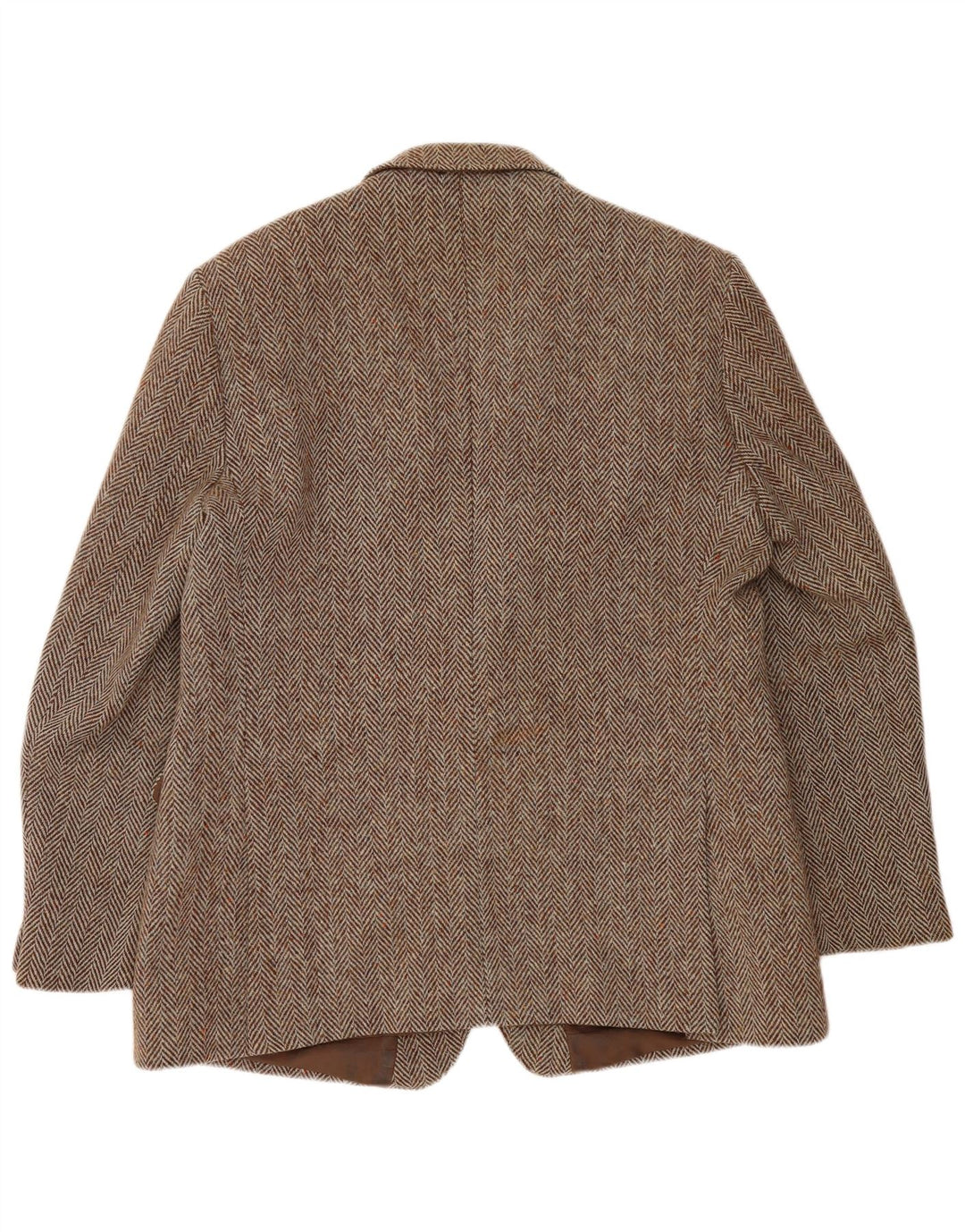 Jaqueta blazer masculina Barker Harris Tweed 2 botões Reino Unido 46 3XL espinha de peixe marrom
