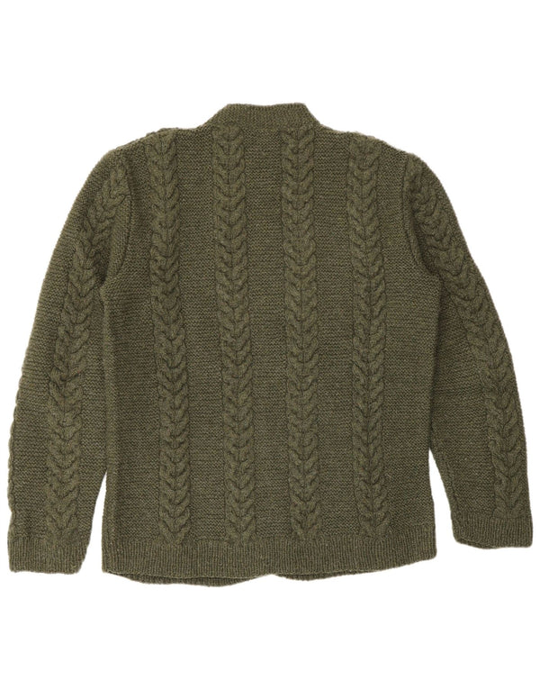 Suéter cardigã masculino vintage médio cáqui