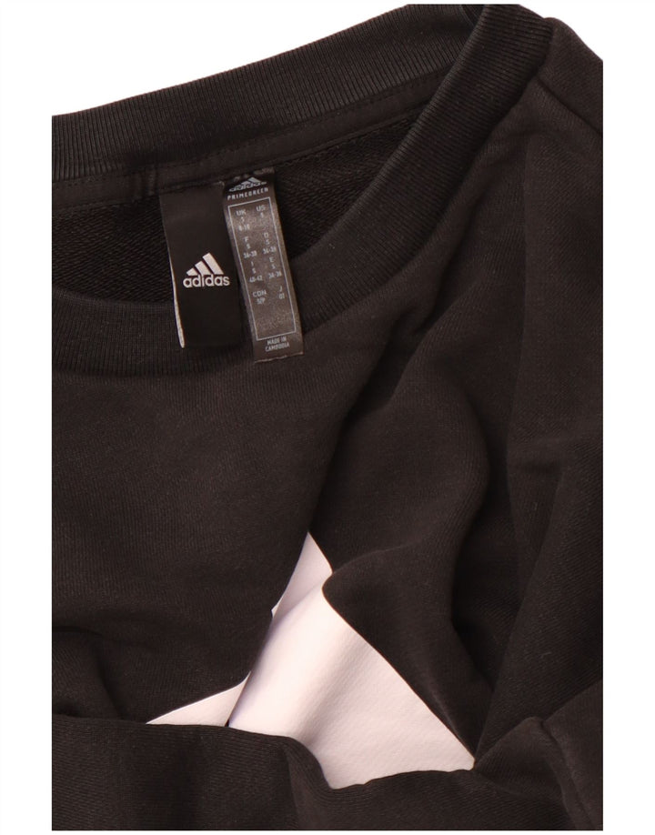 ADIDAS Womens Primegreen Oversized Sweatshirt Jumper UK 8/10 Pequeno Preto