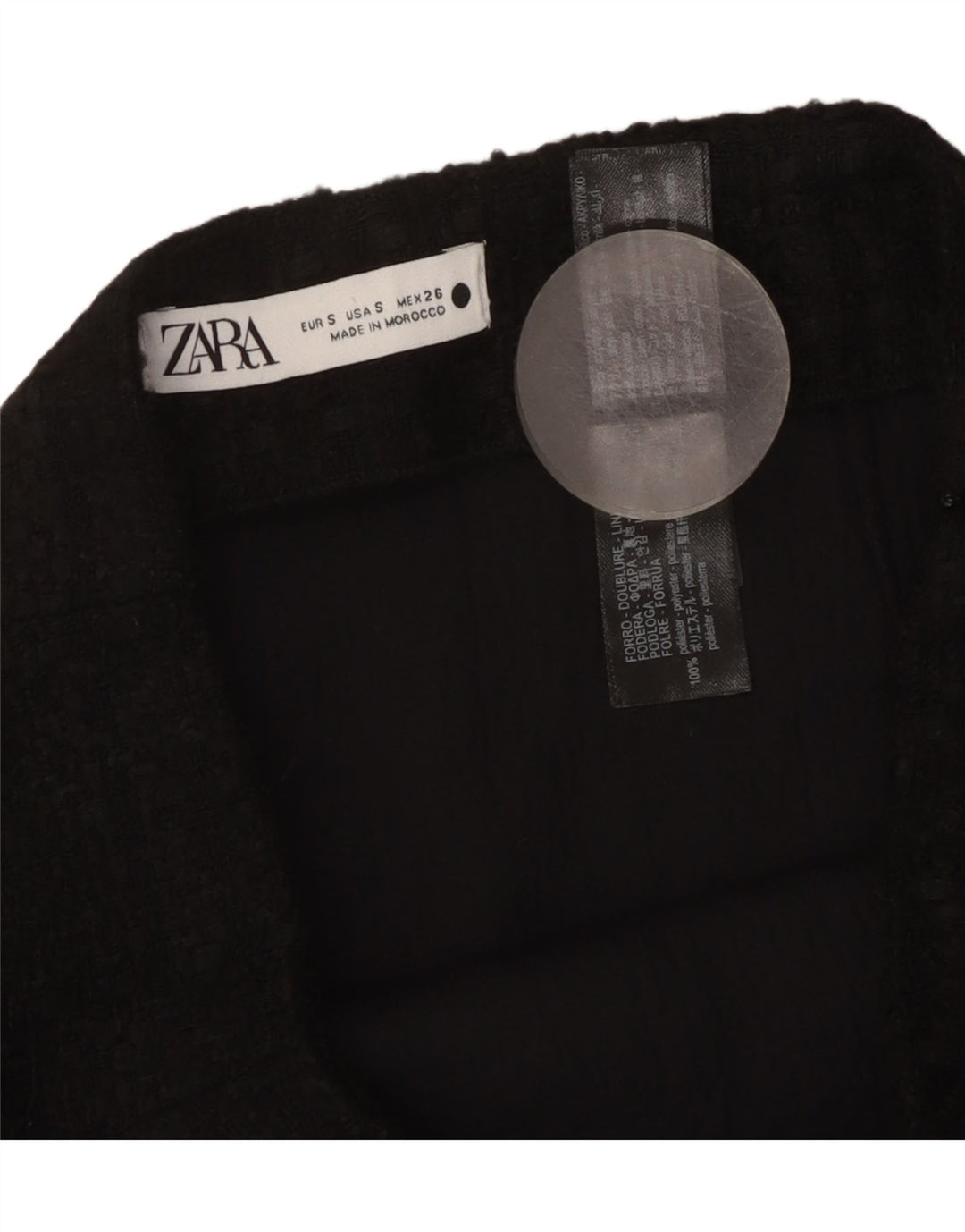 Mini saia feminina Zara pequena W26 preto xadrez acrílico