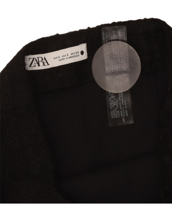 Mini saia feminina Zara pequena W26 preto xadrez acrílico