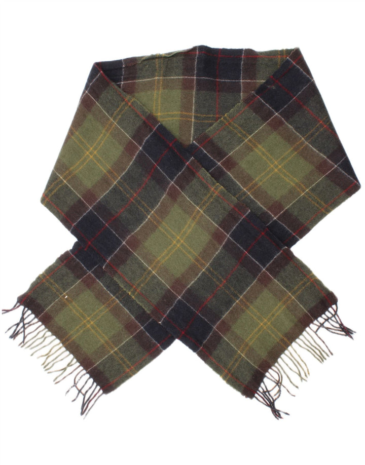 Lenço retangular masculino Barbour tamanho único de lã xadrez verde