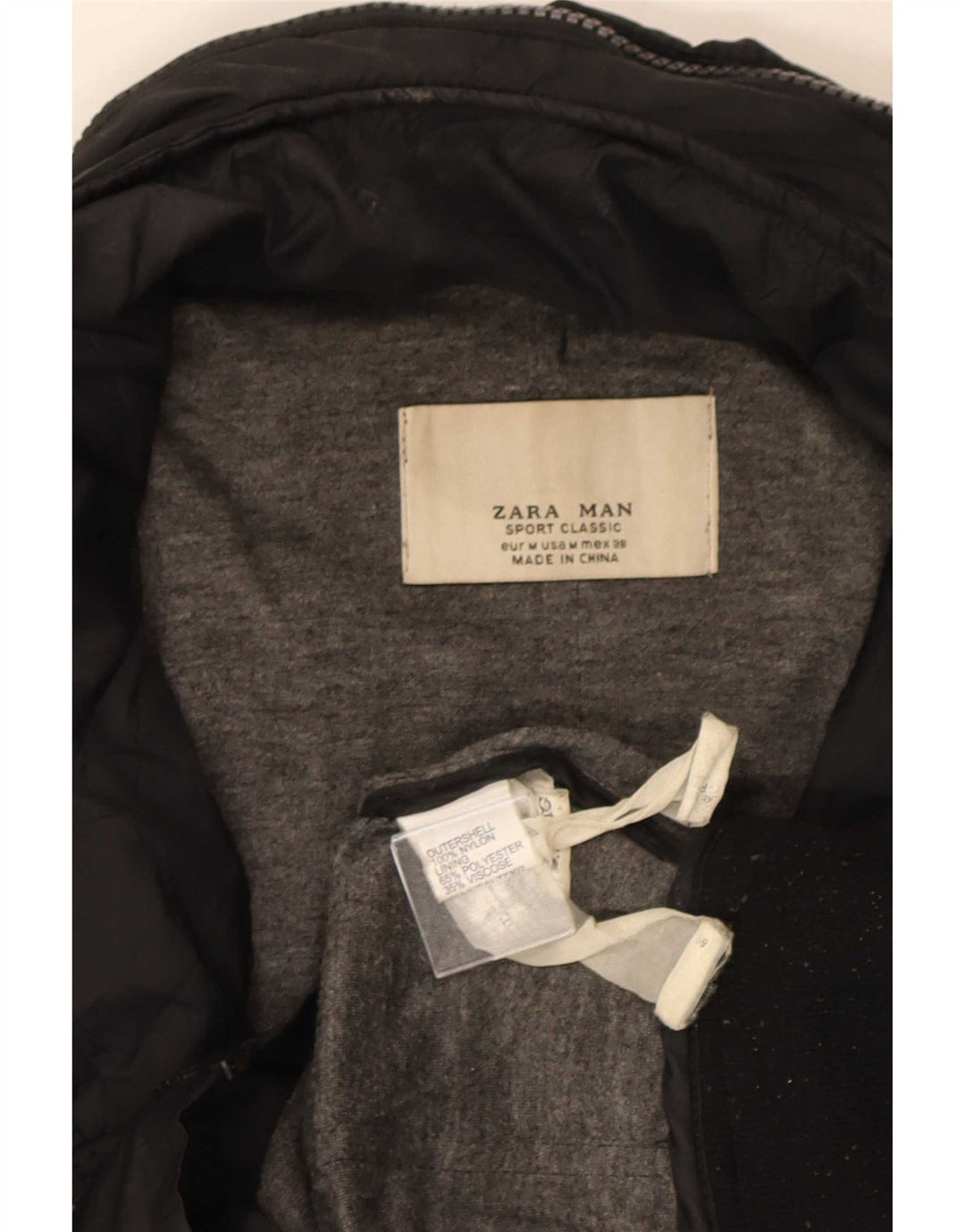 Jaqueta bomber masculina Zara com capuz UK 38 médio preto nylon