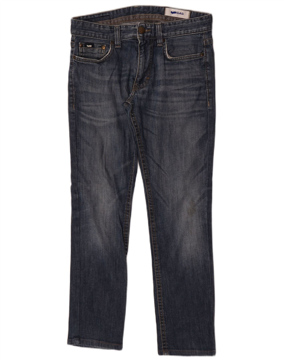 Gas Mens Straight Jeans W31 L28 Azul Marinho Algodão