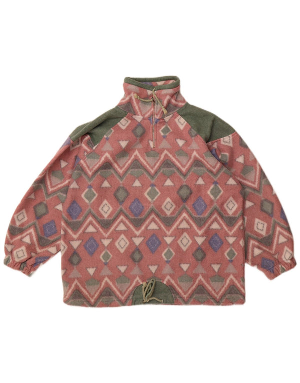 Suéter de lã vintage para meninas com gola e zíper 15-16 anos geométrico multicolorido