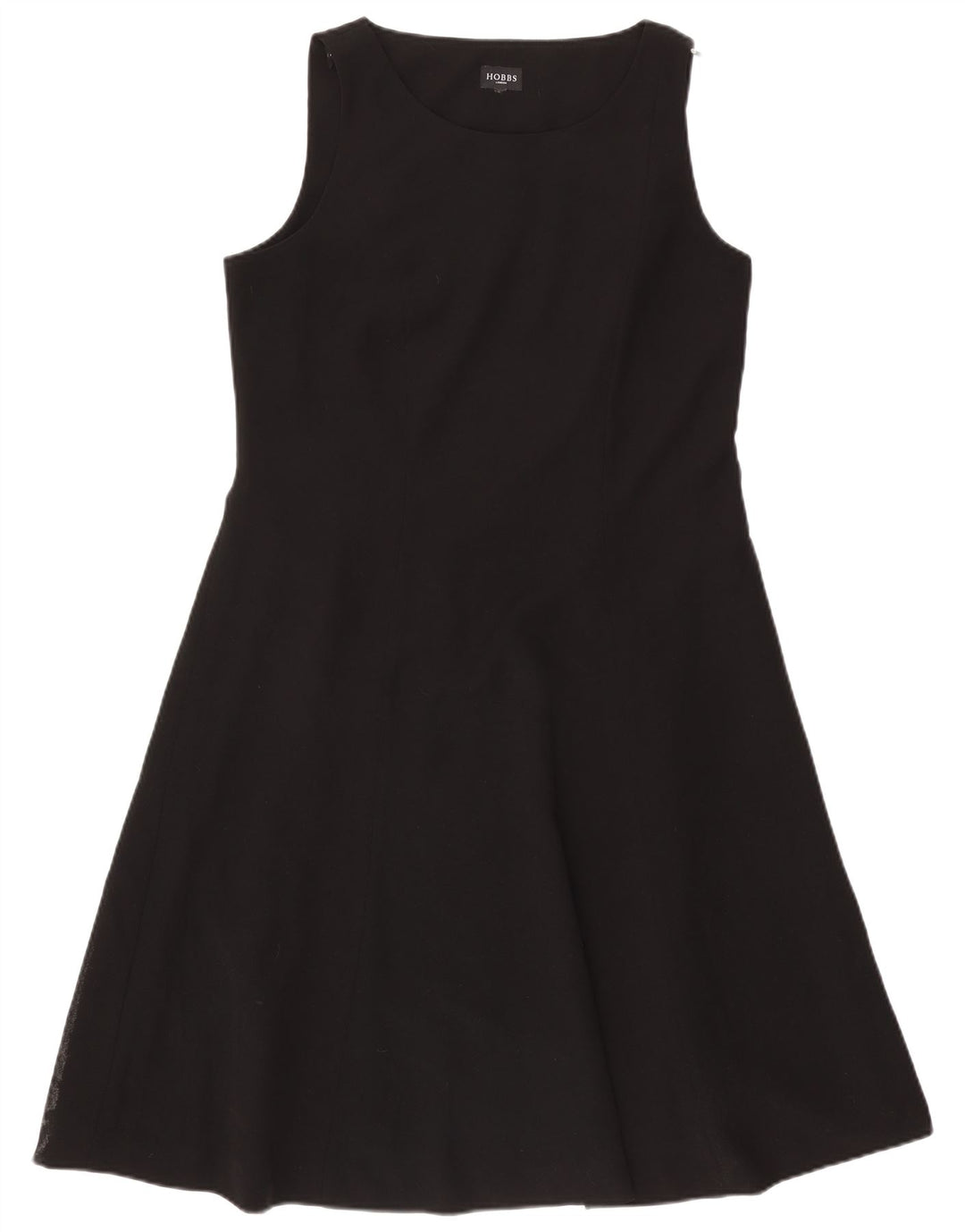 Vestido feminino Hobbs sem mangas evasê UK 16 grande poliéster preto