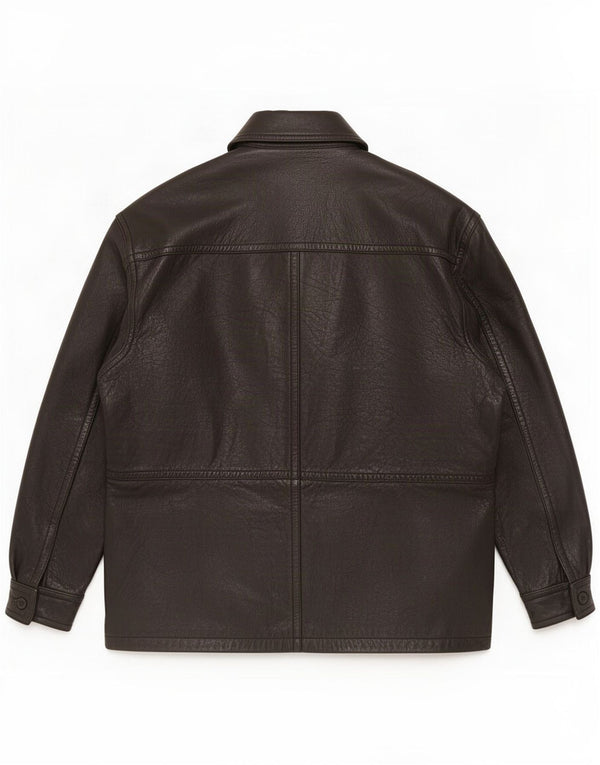 Casaco de couro masculino vintage Reino Unido 40 grande preto