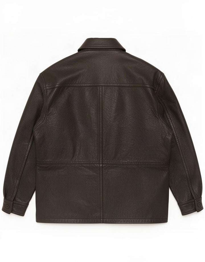 Casaco de couro masculino vintage Reino Unido 40 grande preto