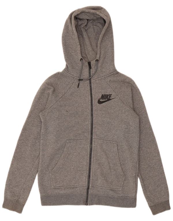 Suéter Nike feminino com capuz e zíper solto UK 4 XS cinza algodão manchado