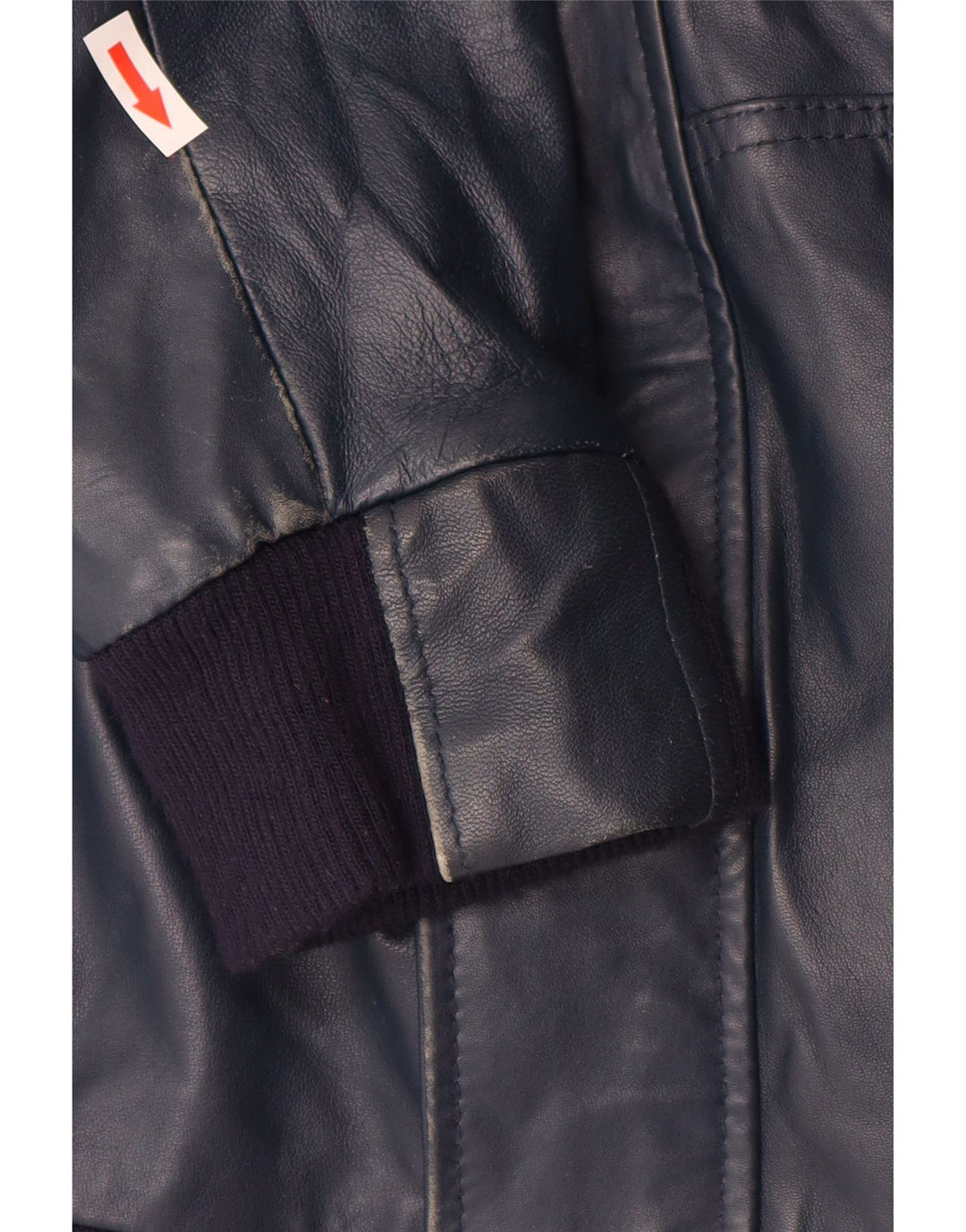 Jaqueta feminina de couro com capuz VINTAGE Reino Unido 14 grande couro azul marinho