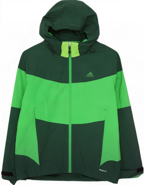 Adidas Mens Clima Proof Hooded Rain Jacket UK 44 2XL Verde Colourblock