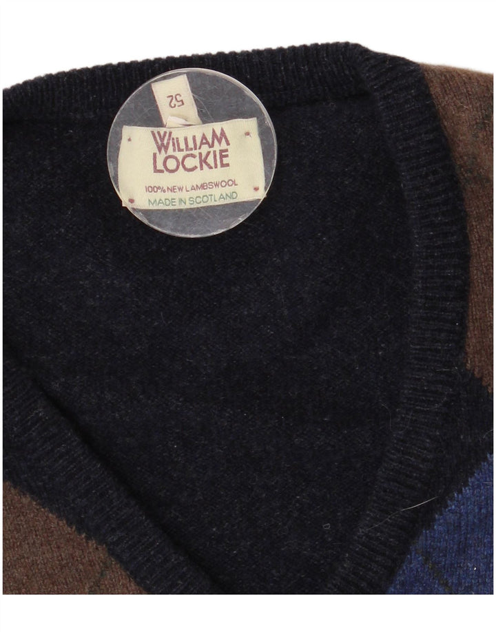 WILLIAM LOCKIE Colete masculino regata IT 52 grande lã de cordeiro azul marinho