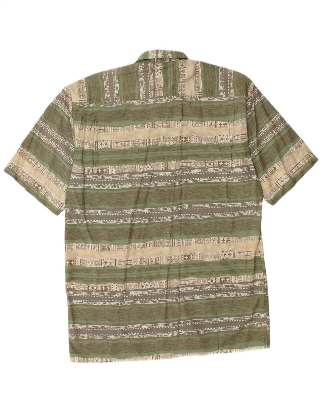 Camisa masculina vintage de manga curta listrada verde grande