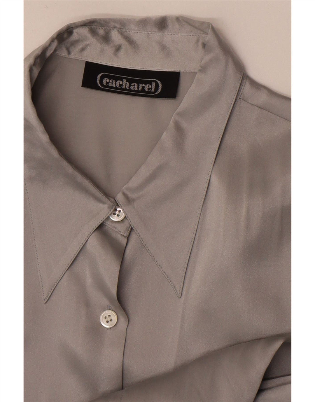 Blusa feminina Cacharel IT 42 seda cinza médio