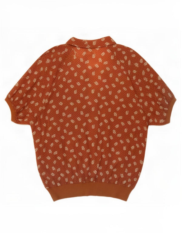 Vintage Womens Blouse Top IT 48 XL Brown Floral Acetate