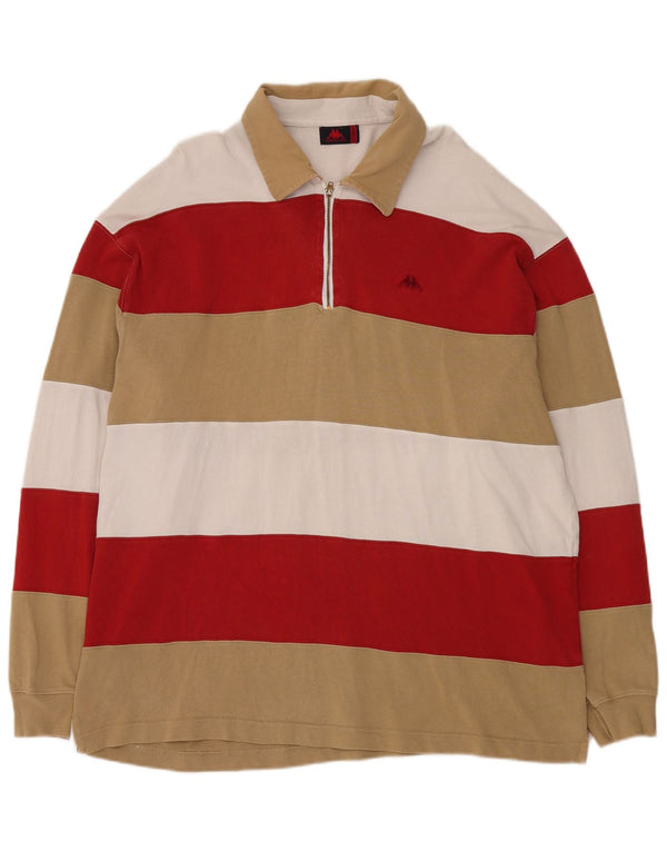 Camisa polo masculina de rugby de manga comprida Kappa 2XL algodão listrado multicolorido