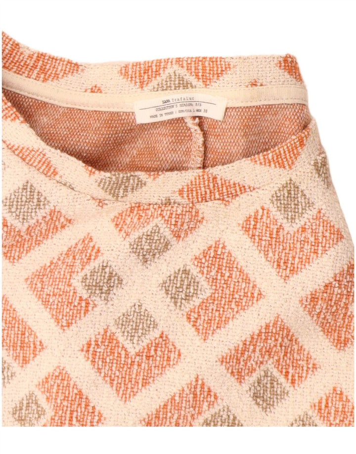 Vestido bainha feminino Zara Reino Unido 14 grande vermelho geométrico