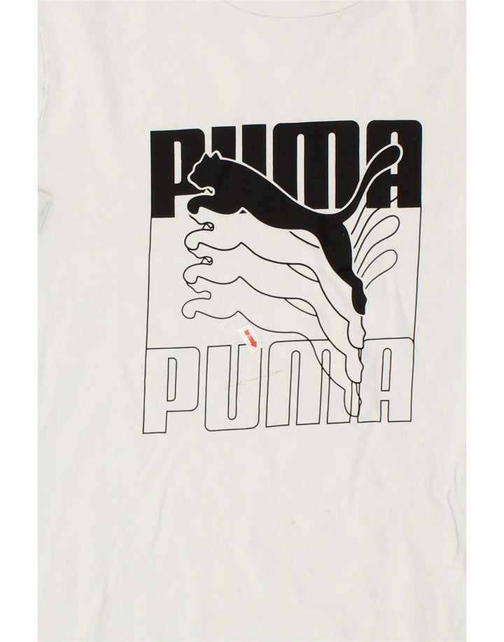 PUMA Mens Graphic T-Shirt Top Medium White Cotton Vintage Puma and Second-Hand Puma from Messina Hembry 