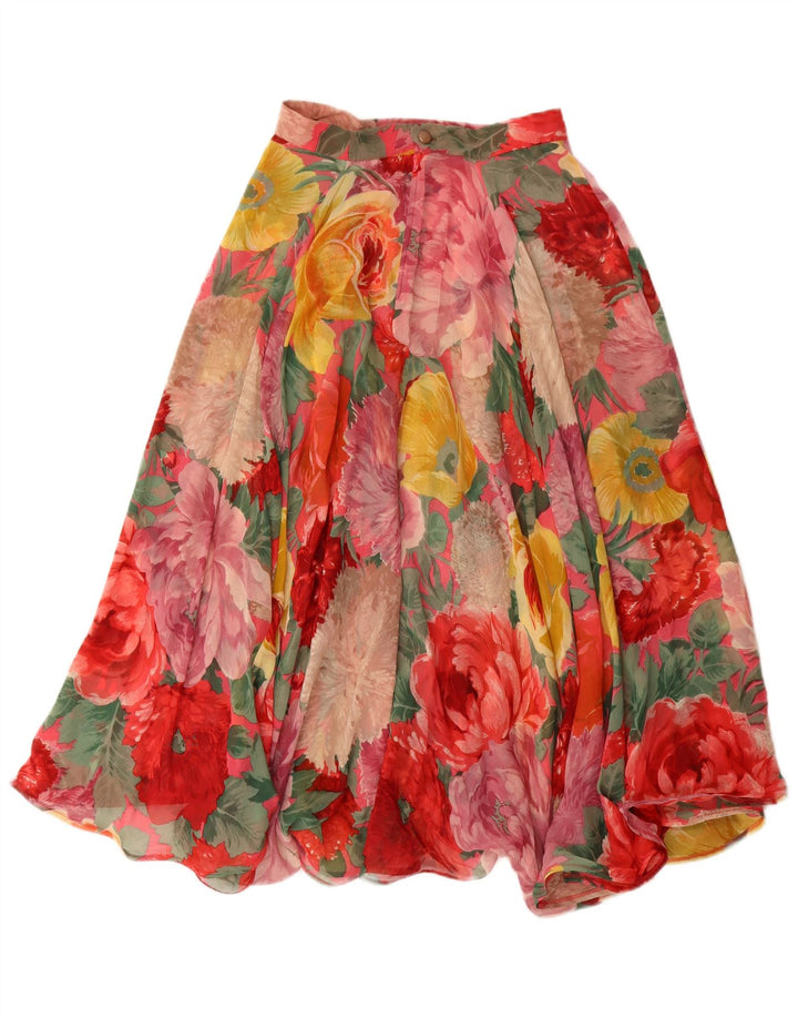 Conjunto de saia feminina vintage de 2 peças IT 42 médio W26 floral multicolorido