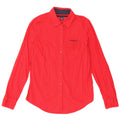Camisa feminina Tommy Hilfiger UK 10 pequena algodão manchado vermelho