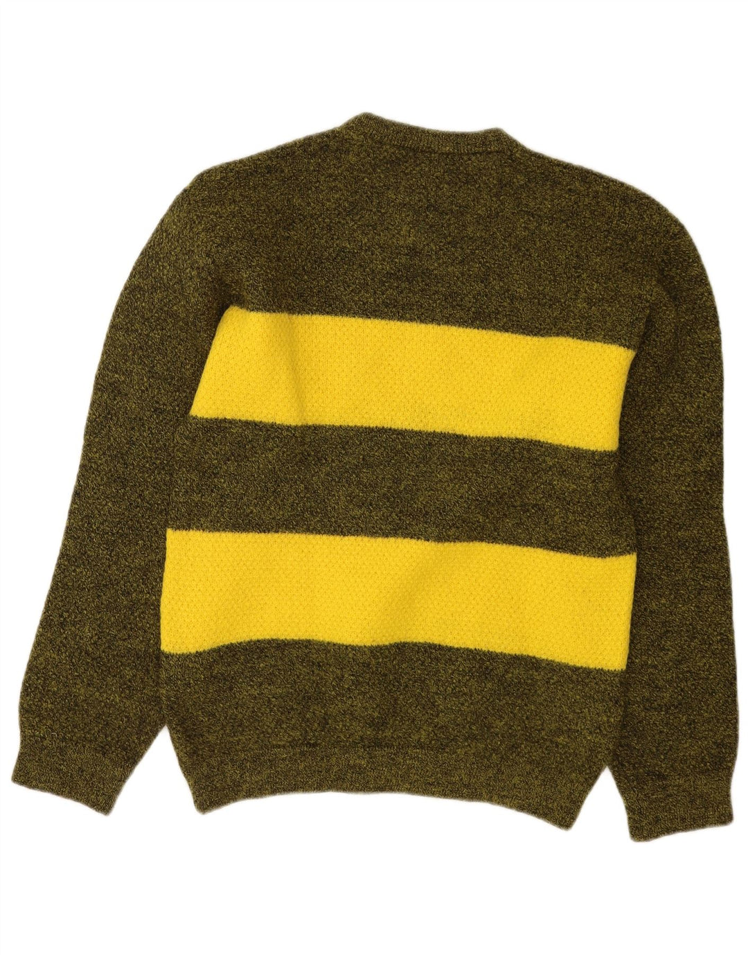 Gomena Suéter masculino com gola redonda e gola redonda, bloco colorido verde médio