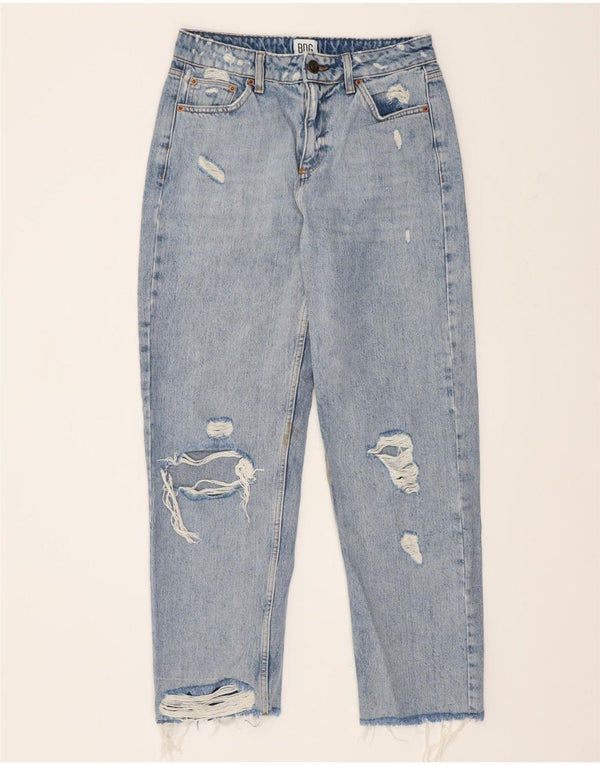 Calça jeans feminina BDG desgastada cônica W28 L27 algodão azul