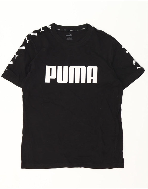 Puma Mens Graphic T-Shirt Top Grande Algodão Preto