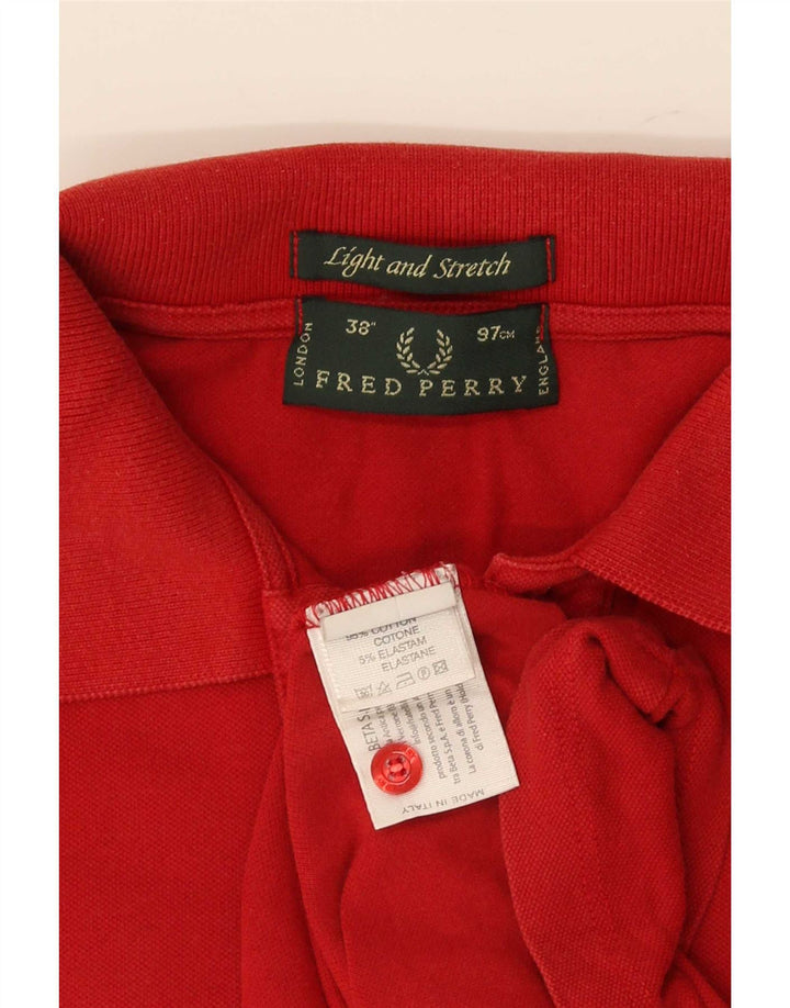 Camisa polo masculina Fred Perry pequena listrada vermelha de algodão
