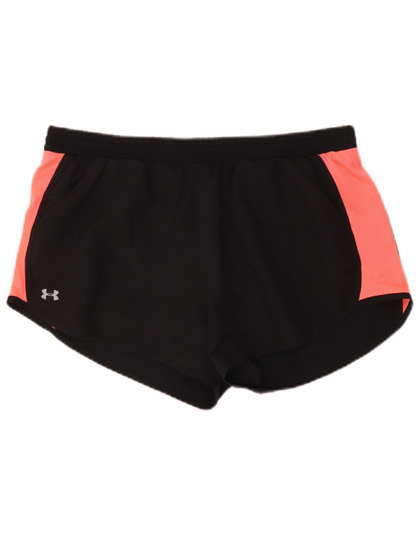 Shorts esportivo feminino Under Armour Heat Gear UK 16 grande bloco colorido preto