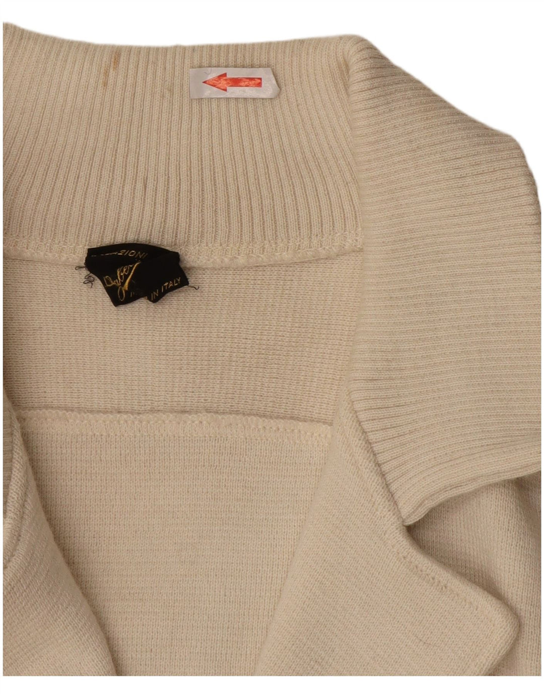Suéter cardigã masculino VINTAGE de lã colorblock branco médio