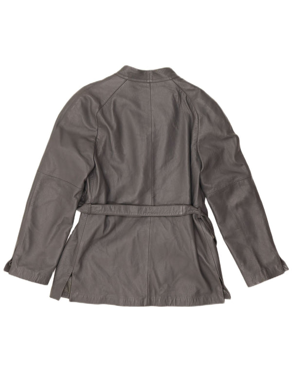 Jaqueta feminina vintage de couro IT 46 grande couro cinza