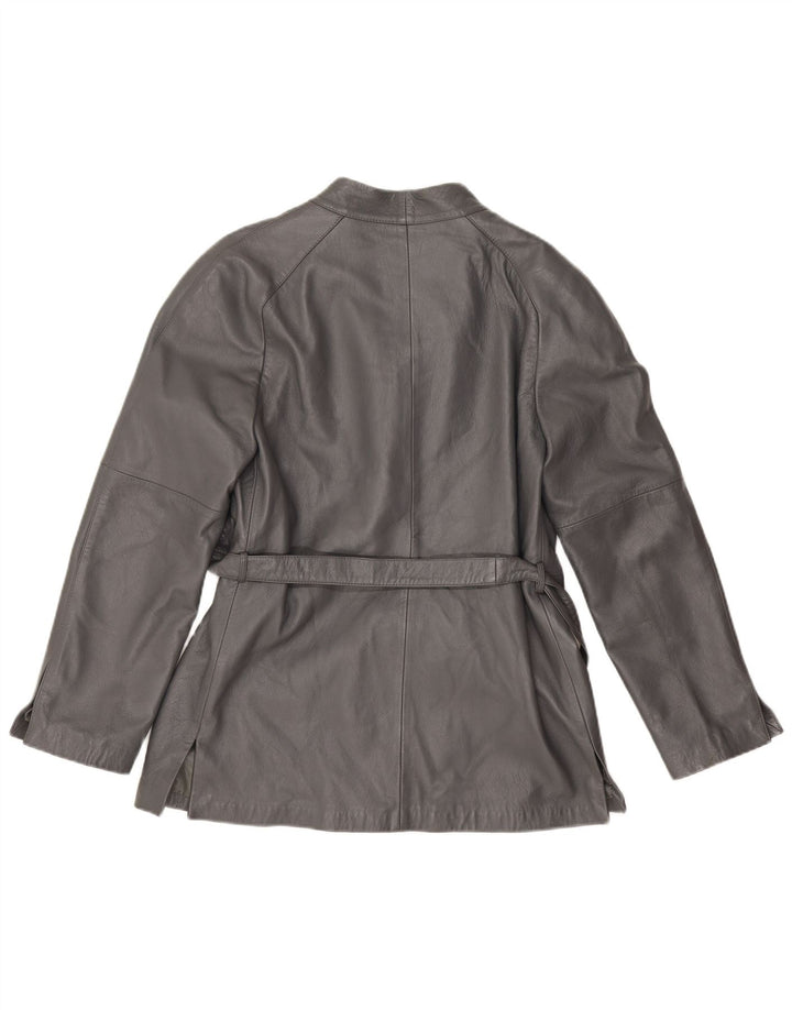Jaqueta feminina vintage de couro IT 46 grande couro cinza