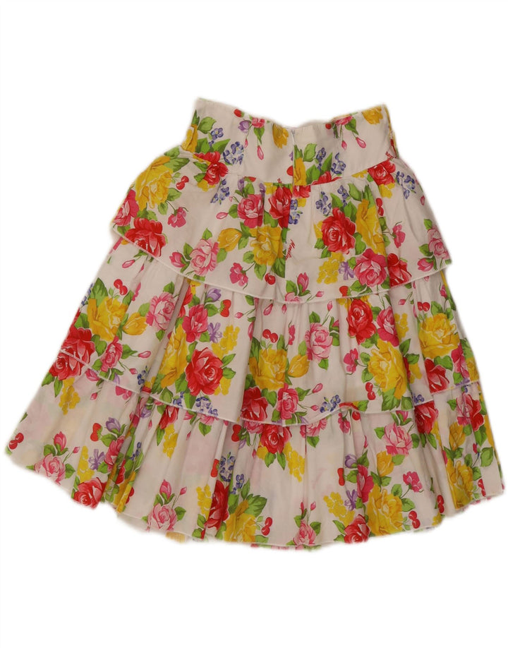 MONNALISA Womens Tiered Skirt UK 10 Small W26  White Floral Cotton Vintage Monnalisa and Second-Hand Monnalisa from Messina Hembry 