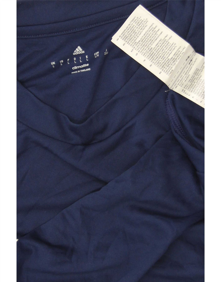 Camiseta masculina Adidas Climalite Top grande poliéster azul marinho