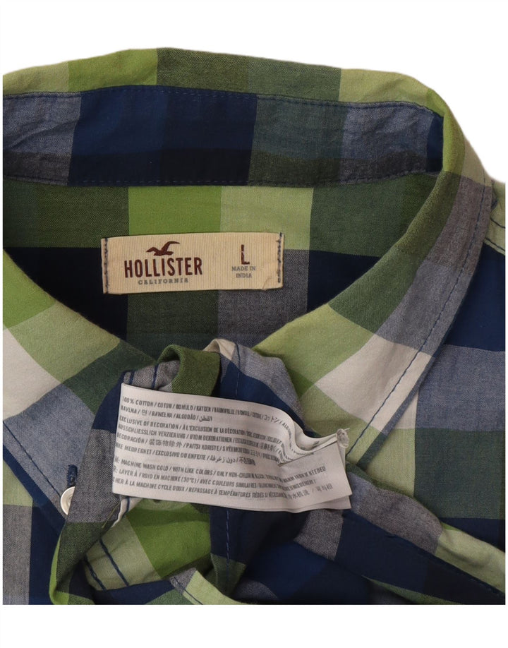 Camisa masculina Hollister grande algodão xadrez multicolorido