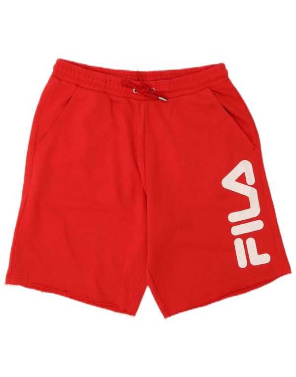 Fila Mens Graphic Sport Shorts Médio Algodão Vermelho