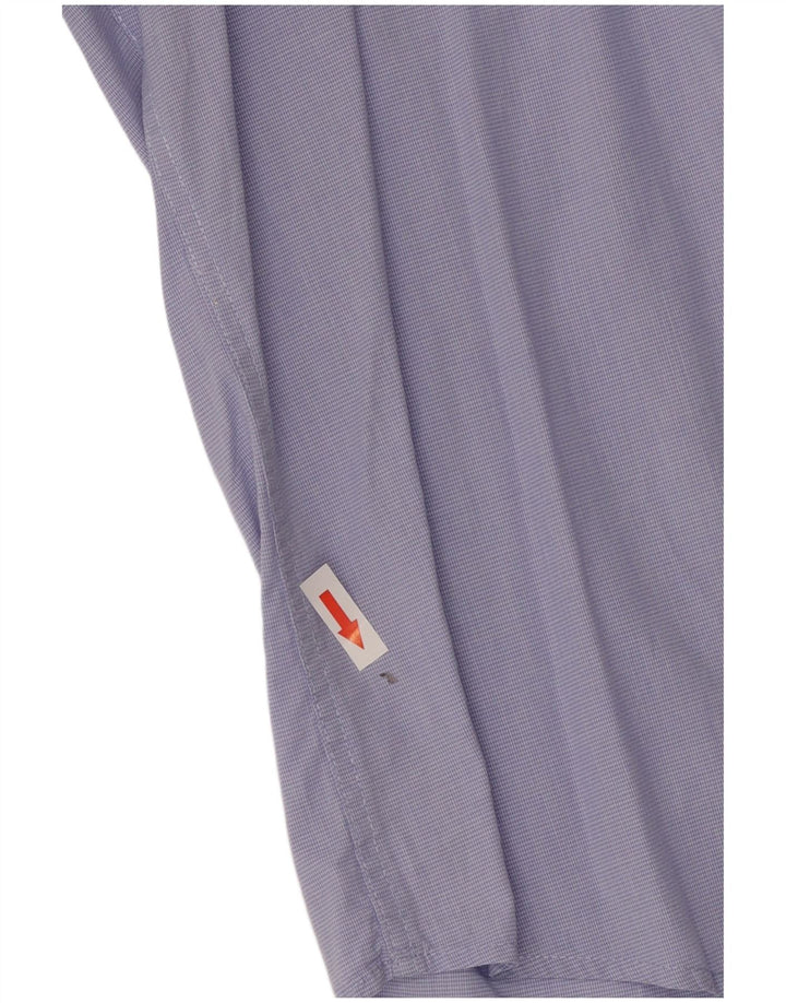 Camisa Slim Fit Masculina Dack's Azul Médio Houndstooth