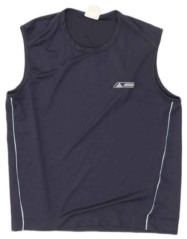 Adidas Mens Colete Top Grande Poliéster Azul Marinho