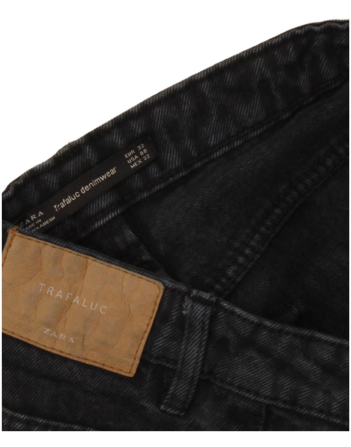 ZARA Jeans feminino de cintura alta EU 32 2XS W22 L26 preto
